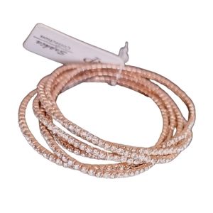 Sophia Collection 6 Strand Rhinestone Stretch Bracelets Rose Gold Tone